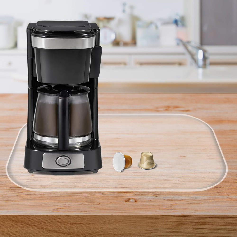 Silicone Coffee Maker Mat with Lip, 17.4'' x 10.6'' Heavy Duty Coffee Maker M...