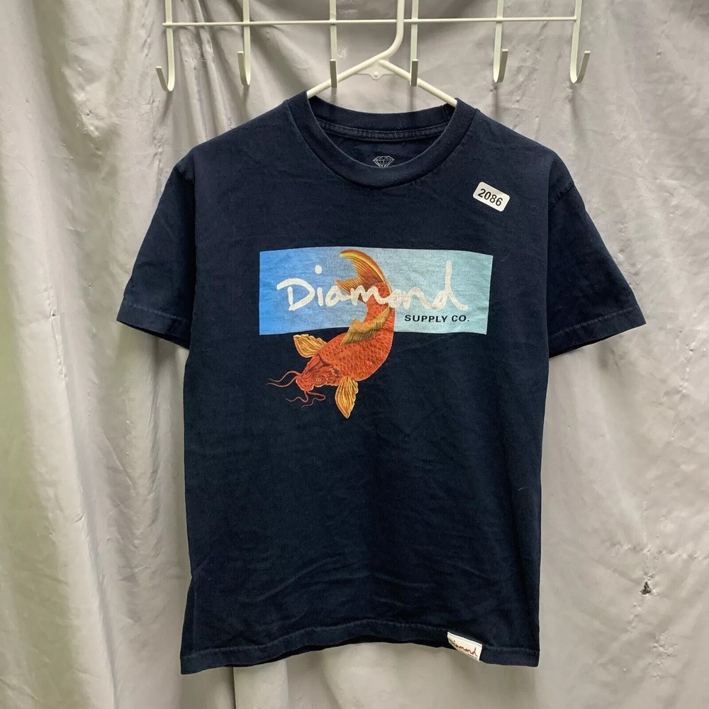 Diamond Supply Co. Shirt Adult Medium Black Short Sleeve Koi Fish Graphic Mens