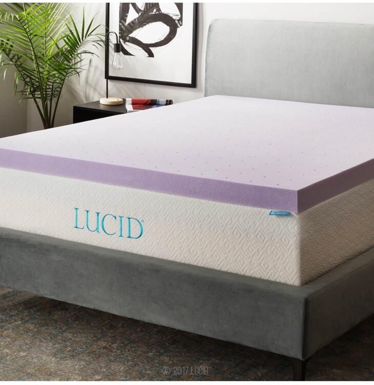 LUCID 3” Lavender Infused Memory Foam Mattress Topper KING -Ventilated Design