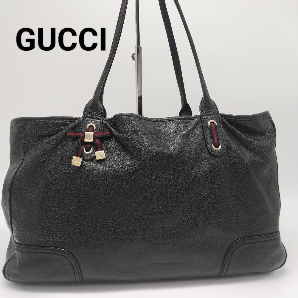 GUCCI GG Leather Tote Bag Black Authentic G05182623