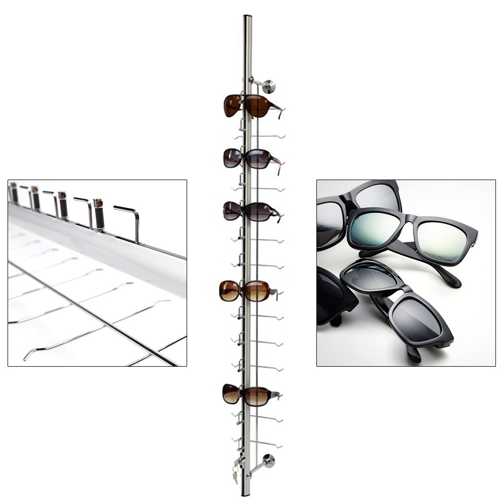 10PCS Aluminum Lockable 14-Frame Sunglasses Eyeglasses Display Rod for Retail