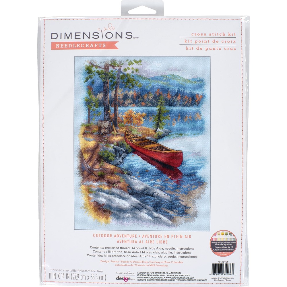 70-35406 Outdoor Adventure Counted Cross Stitch Set, 14 Cnt. Light Blue Aida,...
