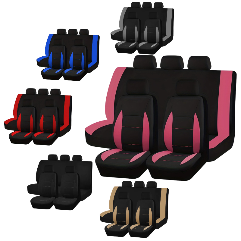Dodge Front Rear 5-Seat Car Seat Covers Polyester Cloth Protector Full Set