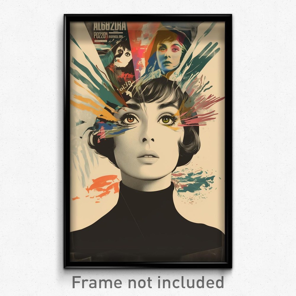 Vintage French Movie Poster - Woman in Black Sweater, Enchanting Thrilled Look (Print)