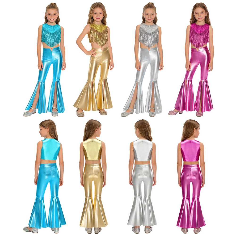 Girls Costume Rave Set Pants Outfits Dancewear Holiday Music Festival Halloween