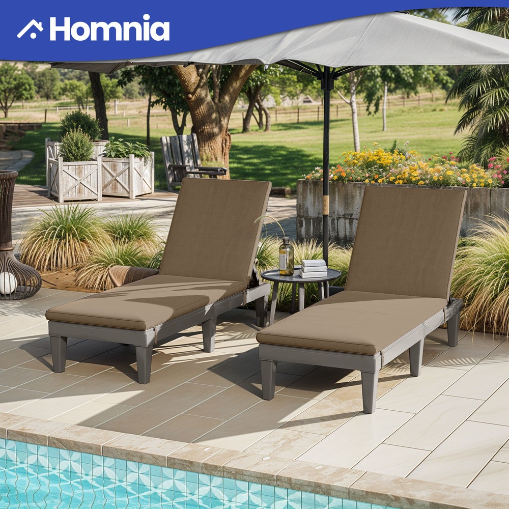 2-Pack Adjustable Reclining Chaise Lounge Chair with Soft Cushion for Patio or Beach