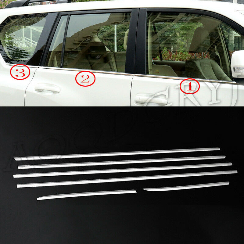 6p For Toyota Prado 2010-2021 Chrome S.Steel Bottom Window Frame Sill Trim Cover