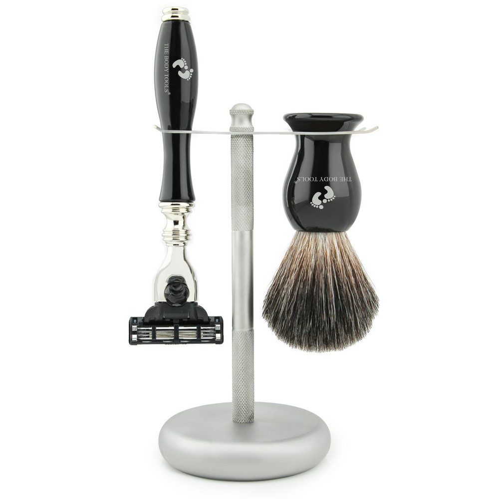 Groomsmen Gift Set with Classic Razors & Synthetic Bristles Brush Stand Holder
