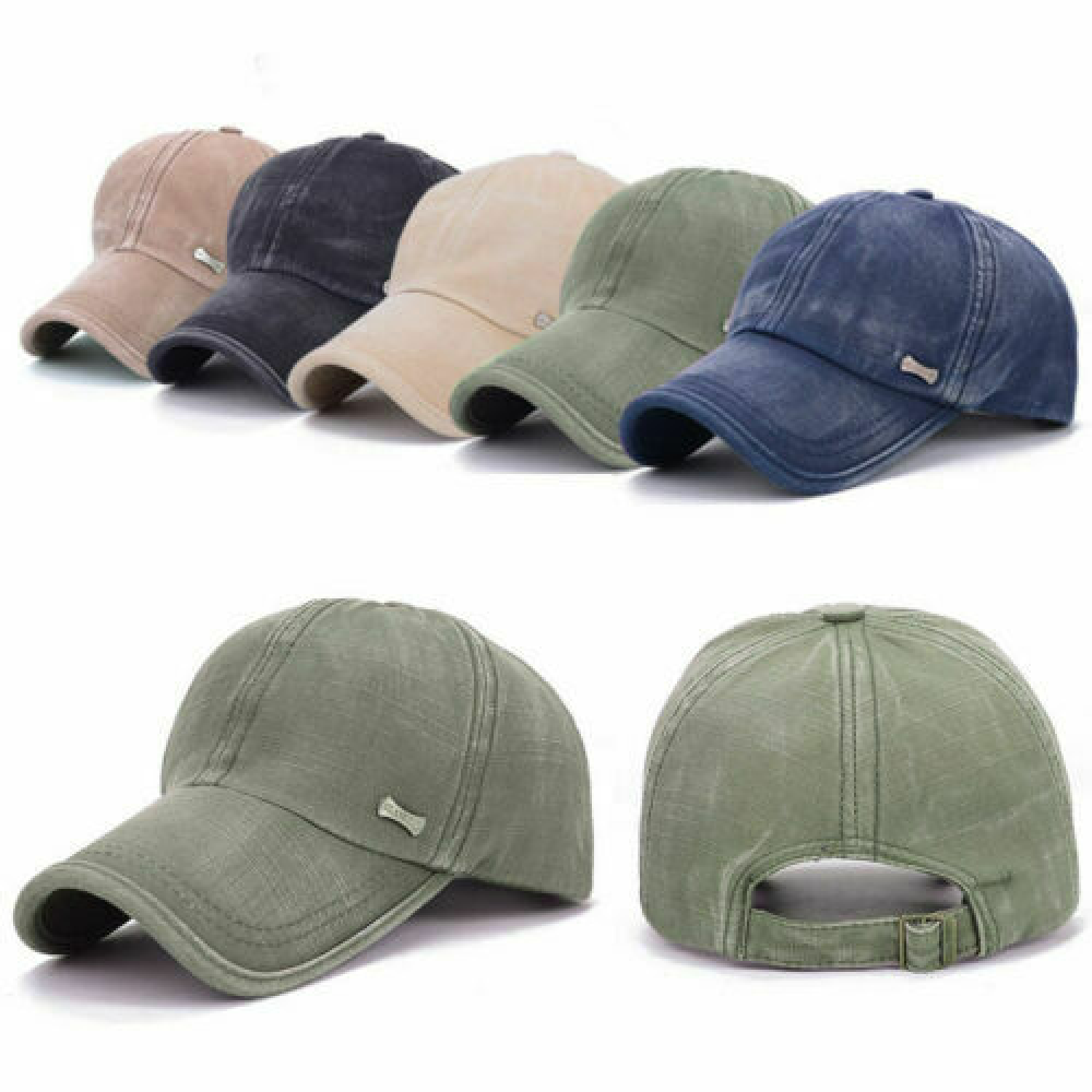 Mens Womens Plain Snapback Adjustable  Trucker Curved Peak Hat Baseball Cap