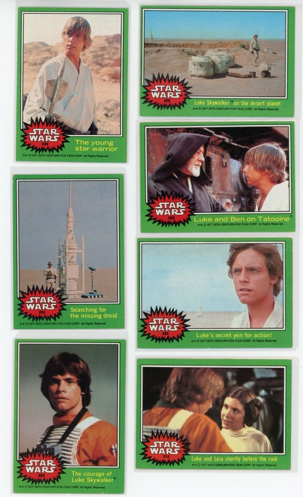 1977 Topps Star Wars 36 Card Set Featuring Luke Skywalker and Darth Vader
