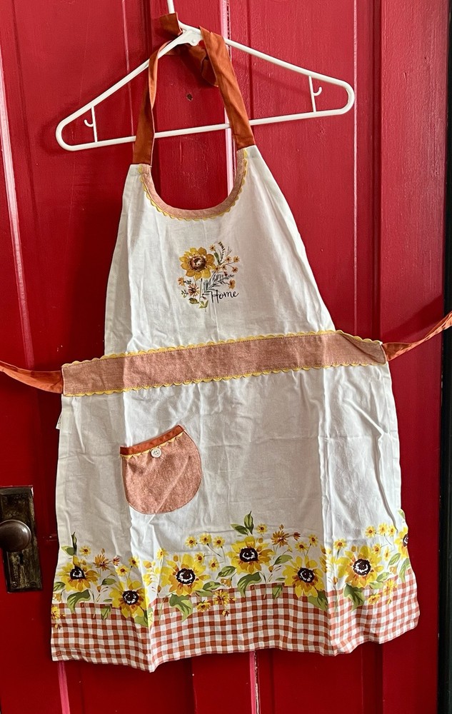 Hobby Lobby Orange White Floral Kitchen Apron for Home Cooking