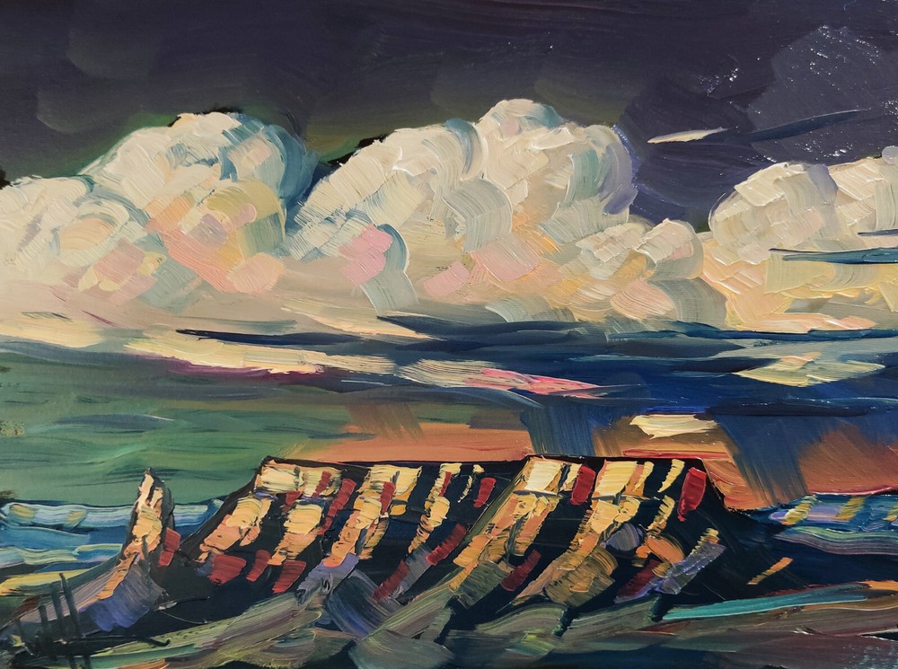 Impressionism Art Clouds Southwest Landscape Original Hawkins Storm Oil Painting