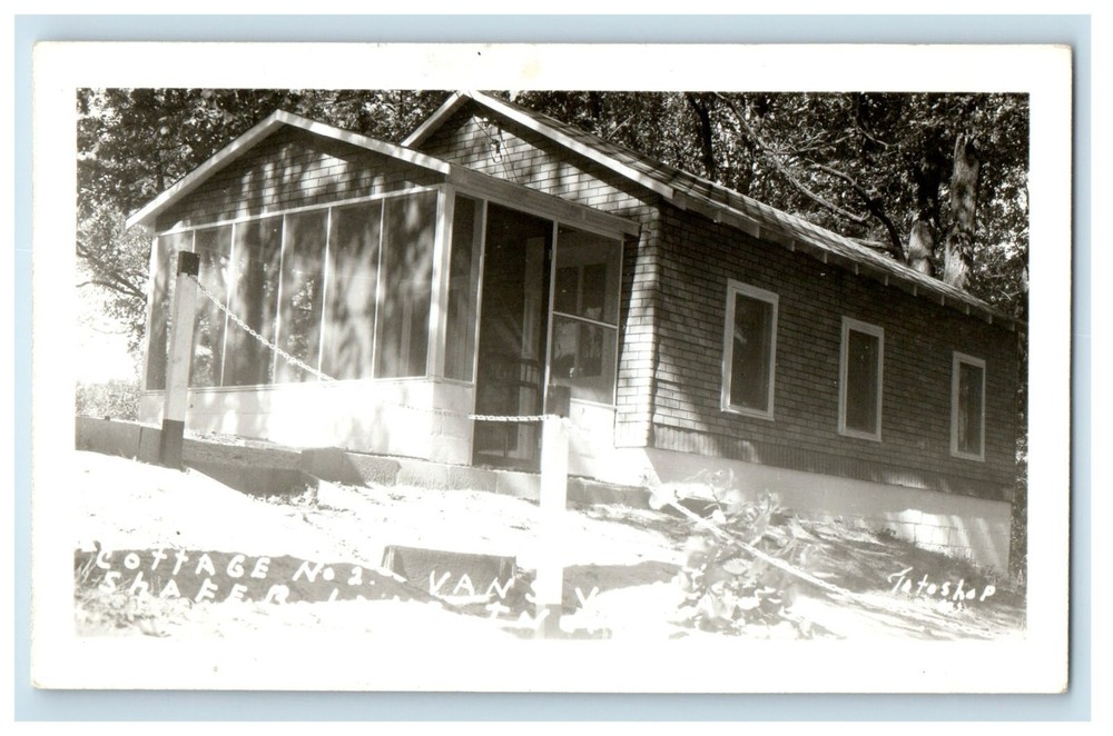 c1940's Shafer Lake Vans Villa Cottage No. 2 Indiana IN RPPC Photo Postcard