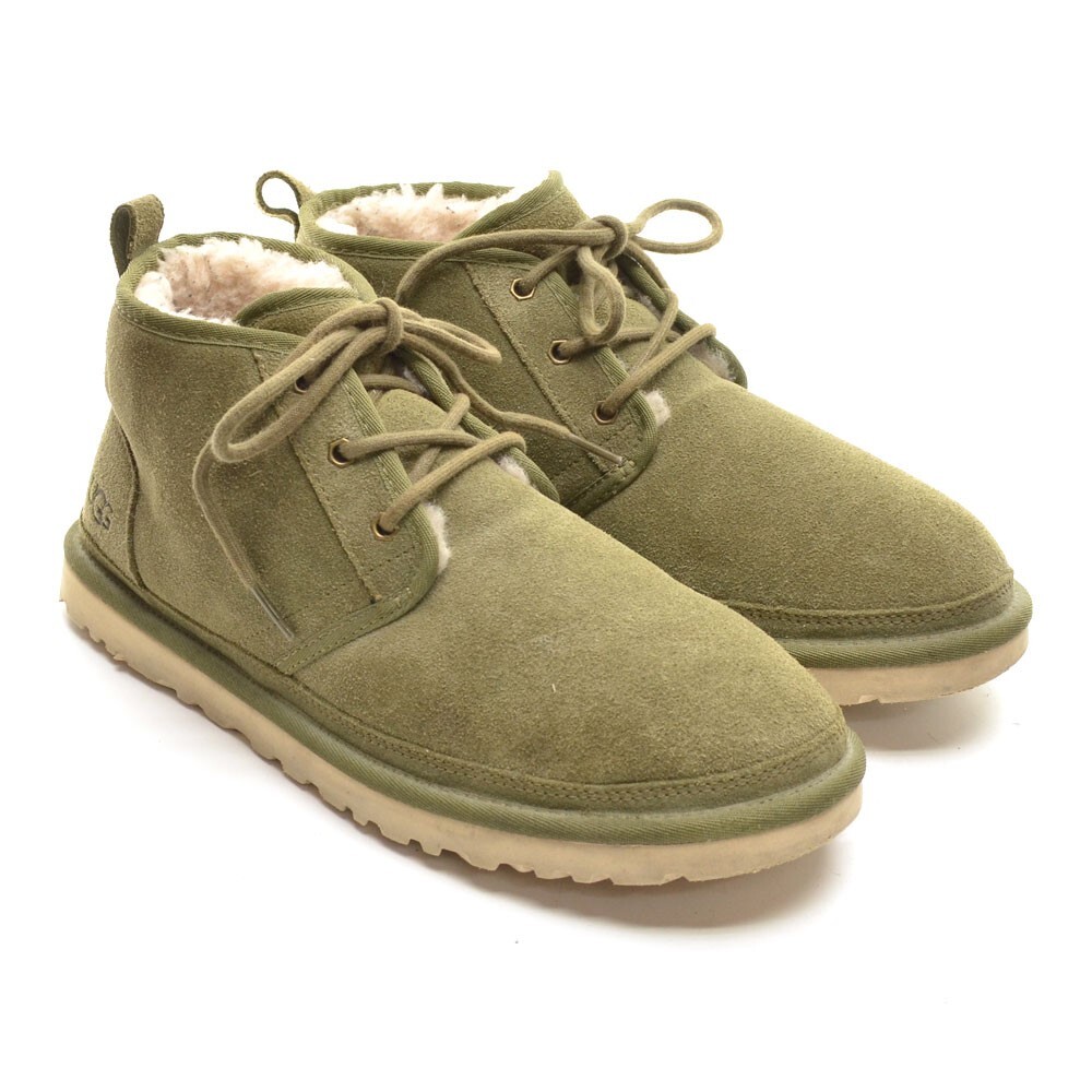 Men UGG Neumel Lace Up Chukka Boots 44 / 11 M Green Suede Shearling Lined Shoes