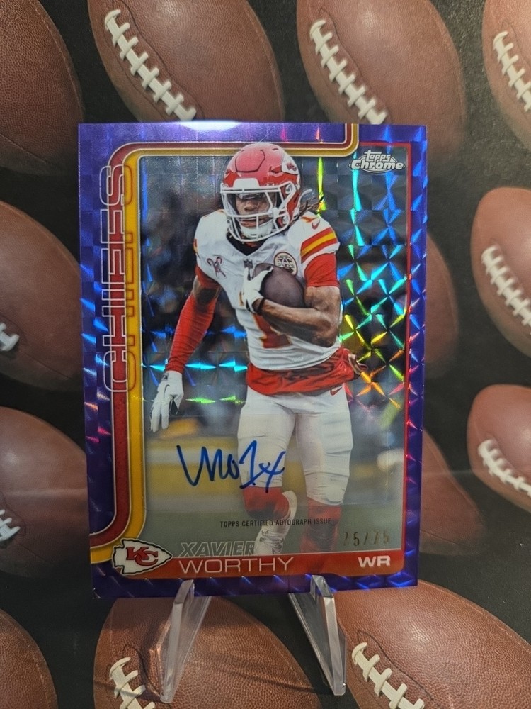 2025 Topps Chrome Xavier Worthy Auto Purple Geometric Refractor #/75 Chiefs