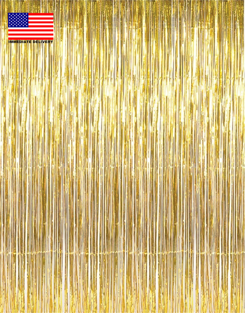 3.2 Ft X 9.8 Ft Metallic Tinsel Foil Fringe Curtains Party Photo Backdrop Party