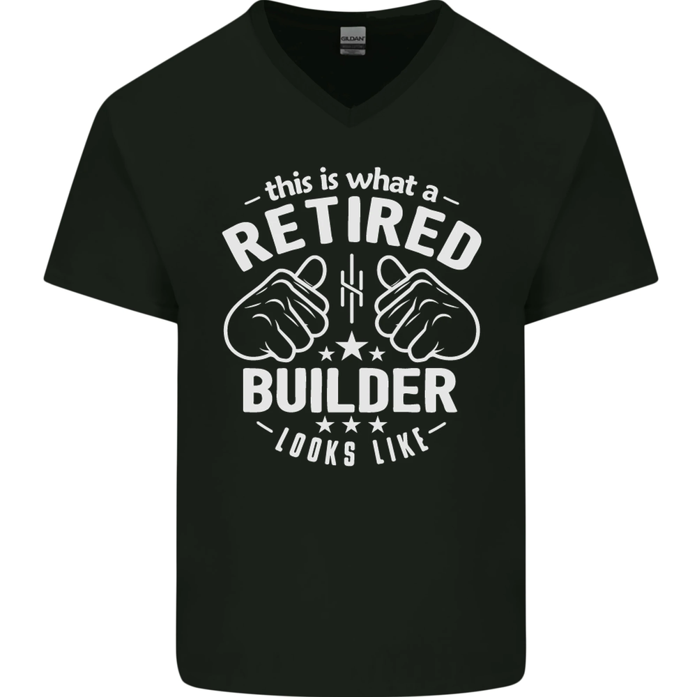 This Is What a Retired Builder Looks Like Mens V-Neck Cotton T-Shirt