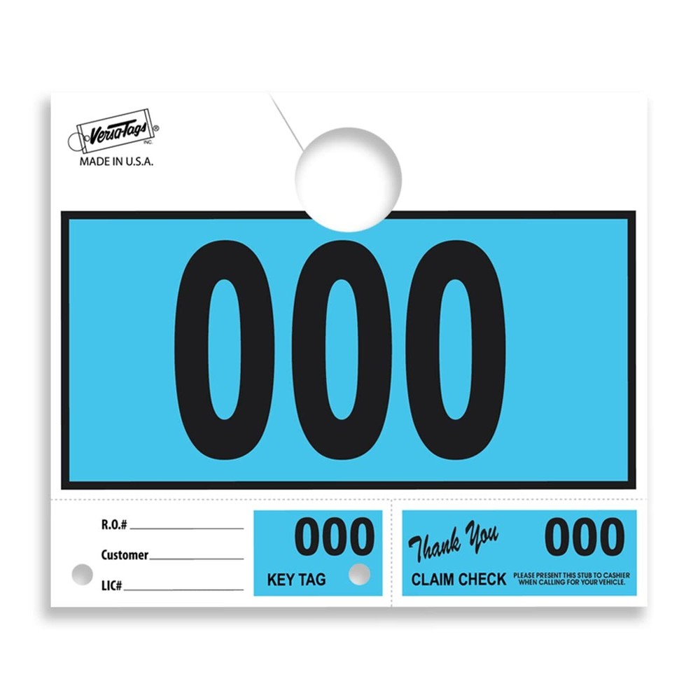 1000 Blue Car Dealer Service Hang Tags Service Dispatch Numbers, Service Depa...