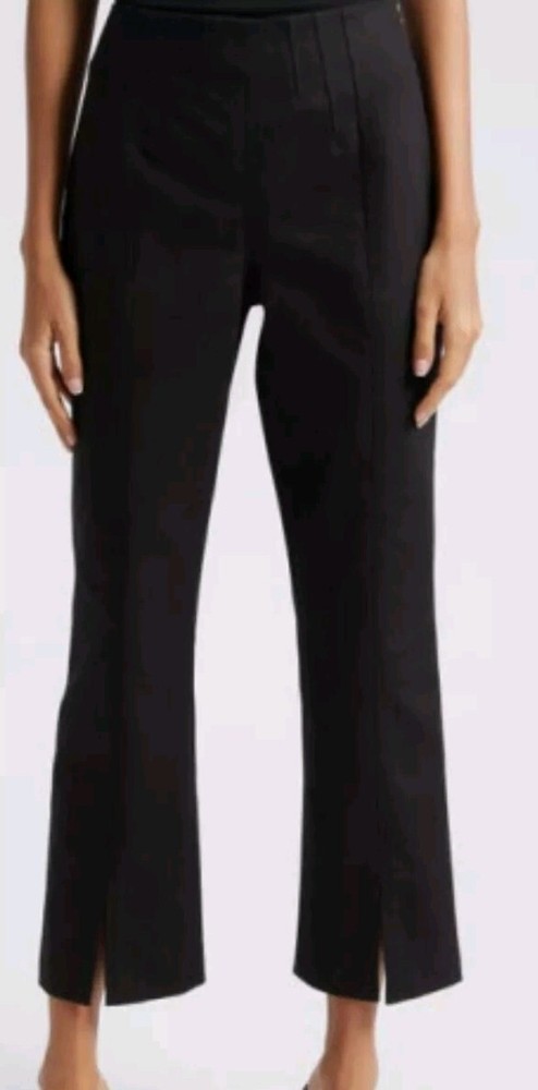 Cinq A Sept Laurie Pleated Cropped Slit Hem Ankle Black Pants. Woman's Size 6.