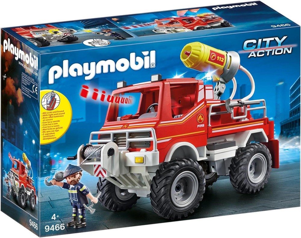 Playmobil City Action Fire Truck With Cable Winch And Foam Cannon Fireman 9466