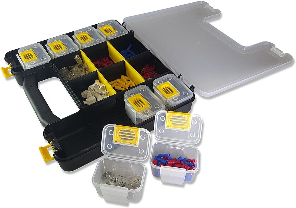 Hardware Storage Case with Removable Compartments for WorkVan Equipment