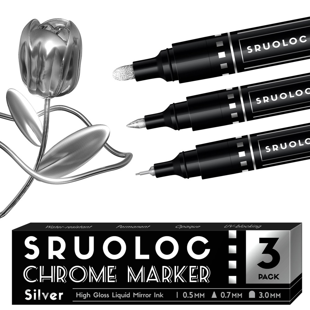 3Pcs Oil-Based Liquid Chrome Paint Markers Permanent Gloss Mirror Finish