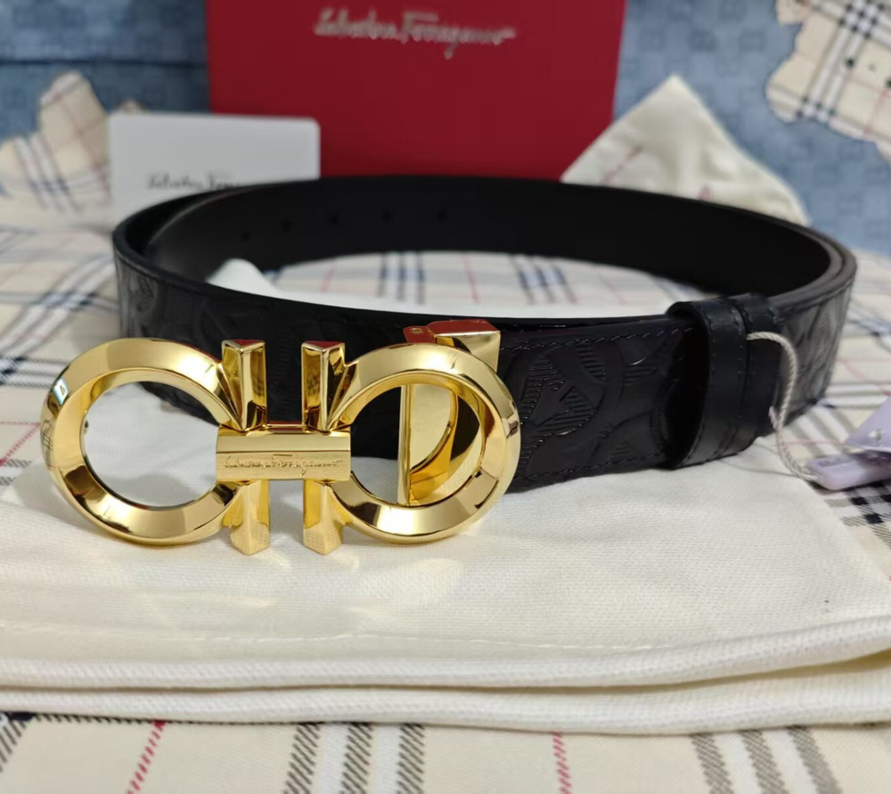 Salvatore Ferragamo Genuine Leather Belt 3.5cm Wide