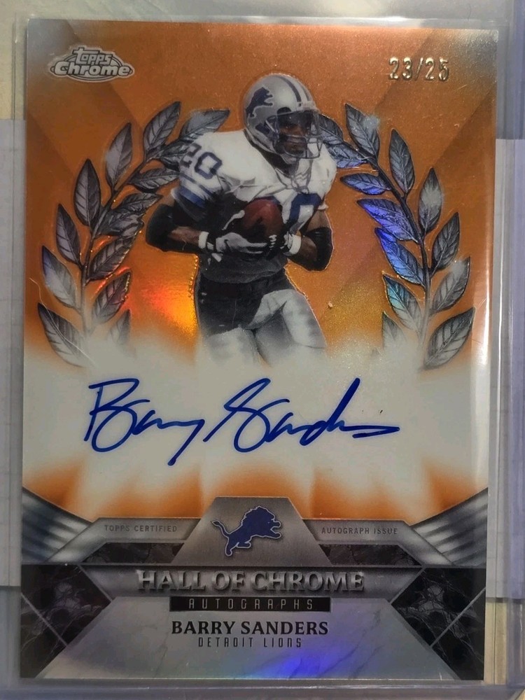 2025 Topps Chrome Barry Sanders Hall Of Chrome Auto Orange #/25 DB