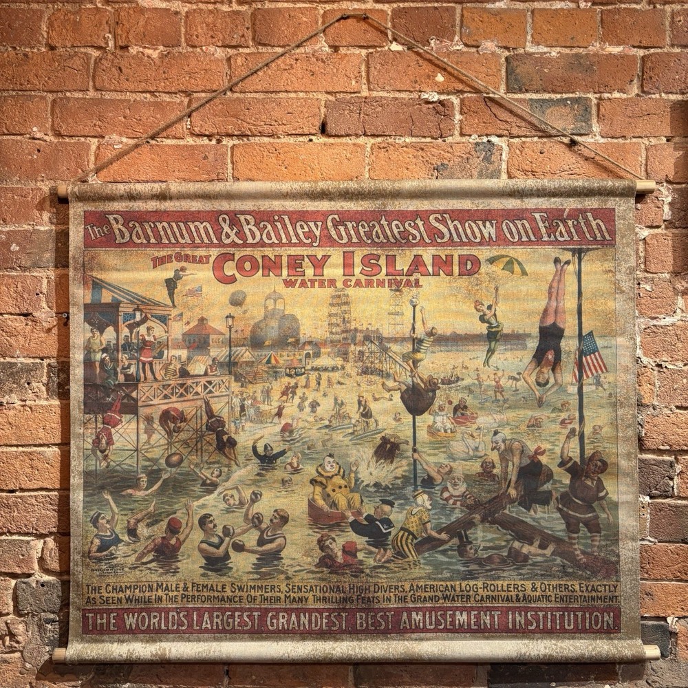 Vintage Style Circus Wall Hanging - Large Rustic Wall Feature - Canvas Art