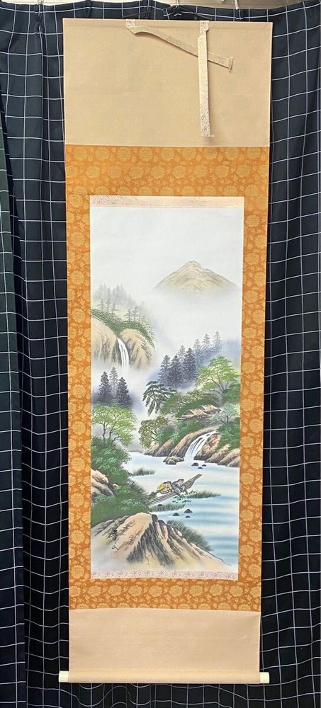 Copying Maiyama Hanging Scroll Lucky Engraving Japanese Art Landscape Painting 2