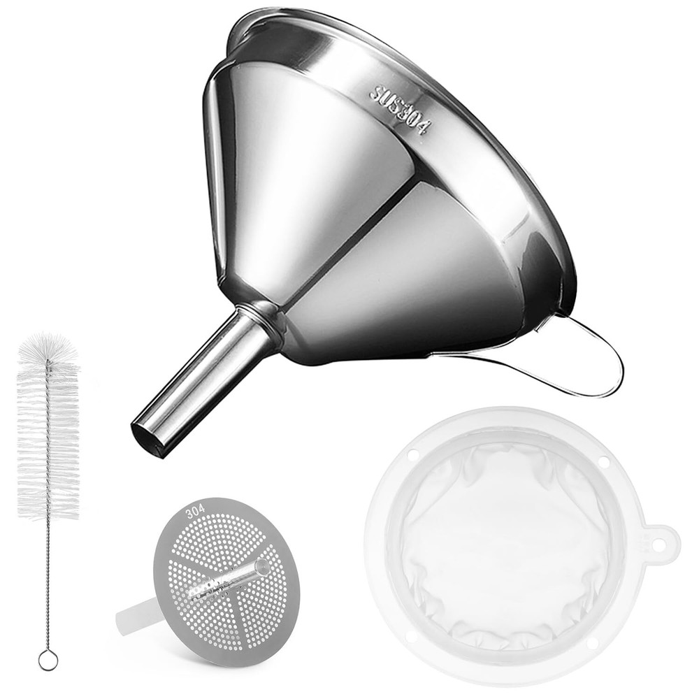 Kitchen Funnel for Filling Bottles, 5 Inch 18/8 Stainless Steel Silver