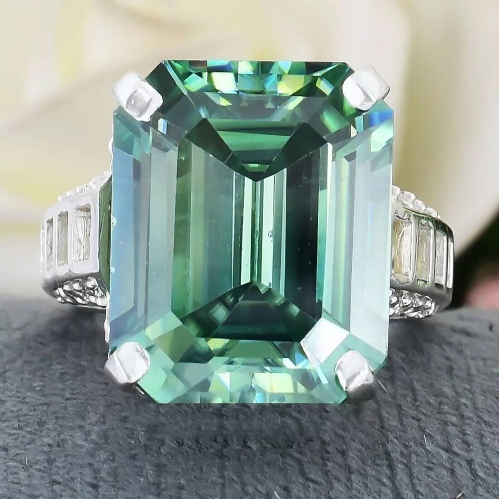 6.30 Ct Certified Blue Diamond Asscher Cut Ring Christmas Gift in 925 Silver
