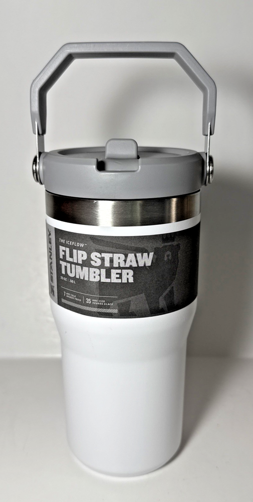 Stanley The IceFlow Flip Straw Tumbler White 20oz 7hr Cold 35hrs Iced