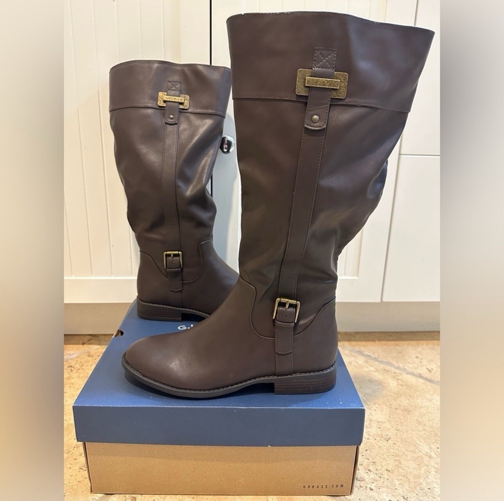 Women’s Brown G.H. Bass Tori Extended Calf Boots for Wide Calves