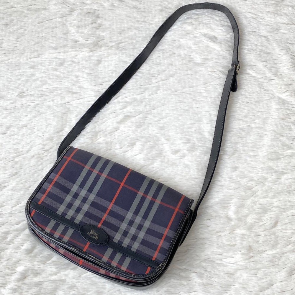 Burberry Shoulder Bag Nova Check Canvas Navy Authentic F10171216