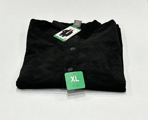 Matty M Ladies' Corduroy Shirt Jacket, Black, Size XL