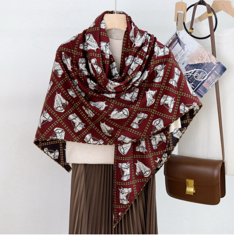 NEW 70% Cashmere & 30% Silk Wrap Scarf Double Face Square Shawl 135cm