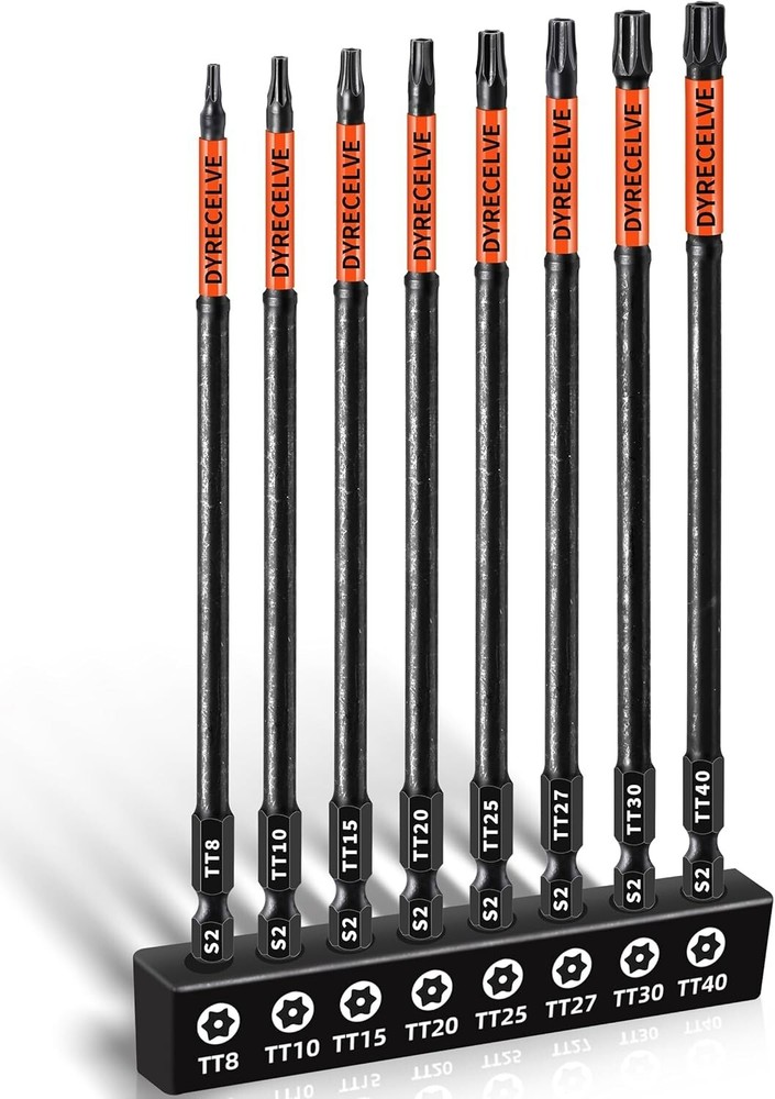 6-Piece Impact Torx Bit Set T8 to T40 with Magnetic Tips