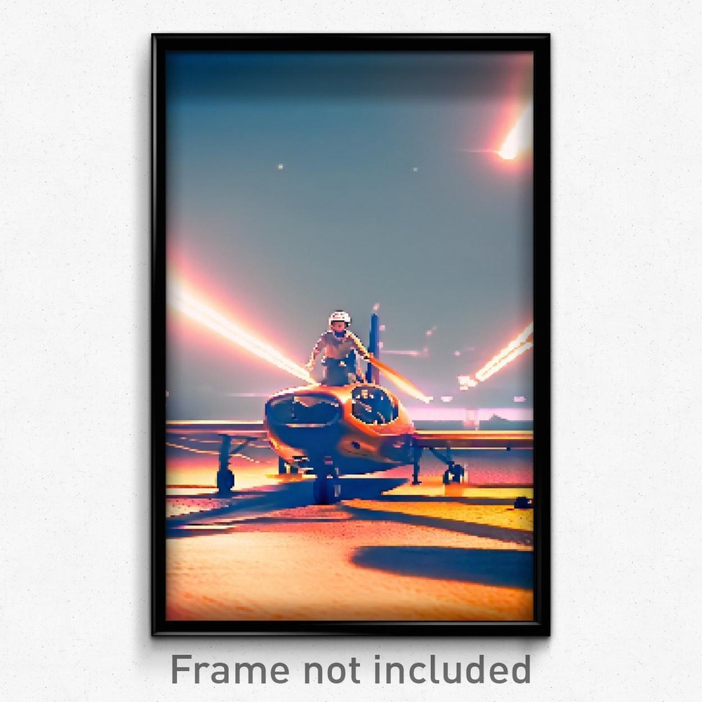 Pixel Art Poster - Awesome Landing (8 Bit Psychedelic Trippy Video Game Print)