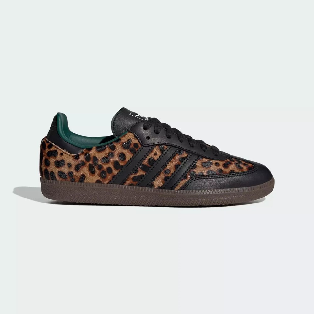 adidas Womens Samba OG Black Green Leopard Sneakers with Box JI2735