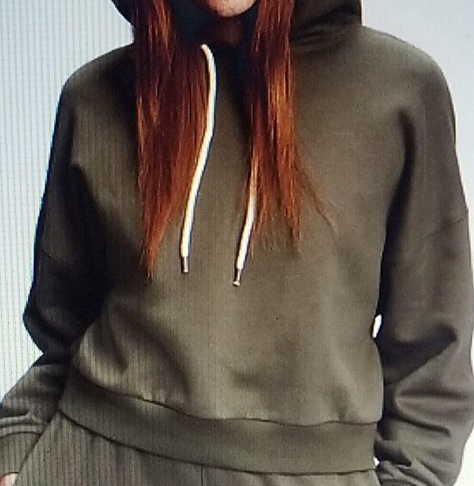 Gap Pullover Hoodie Sweatshirt Cropped Long Sleeve Green Size Large Woman's .