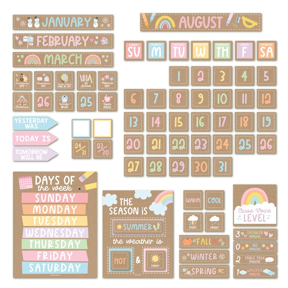 Rustic Classroom Calendar Set Bulletin Board - Bulletin Board Calendar For Cl...