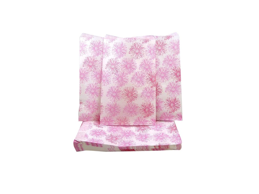 Pink Flower Flat Paper Gift Bags 200pcs (4