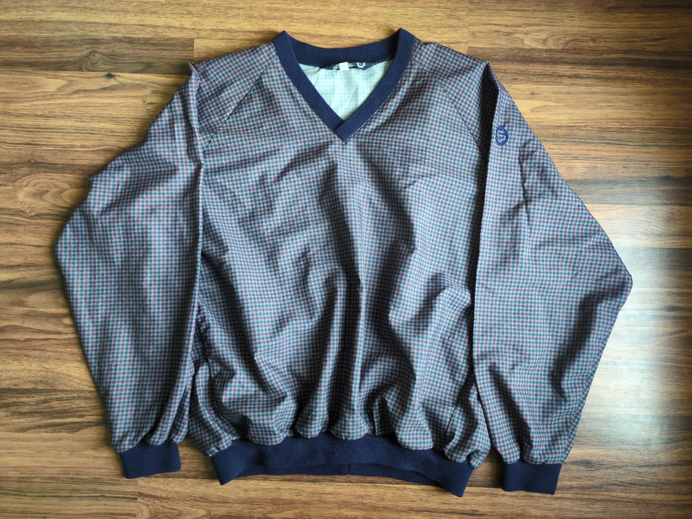 Sunderland of Scotland Navy Houndstooth Golf Windbreaker Jacket Pullover Mens XL