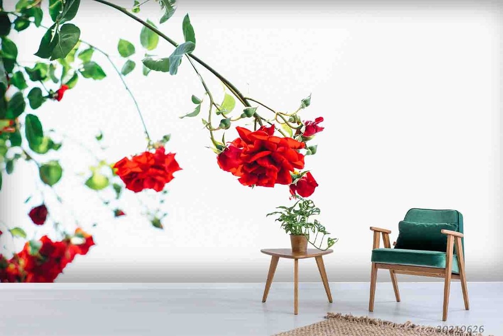 3D Red Rose Plant Close-up Wall Murals Wallpaper Murals Wall Sticker