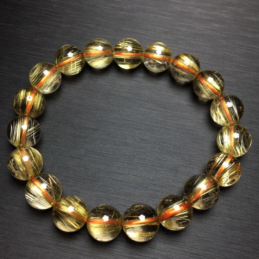 10.3mm Quality Natural gold Rutilated Quartz Crystal Bracelets Bangles Healing