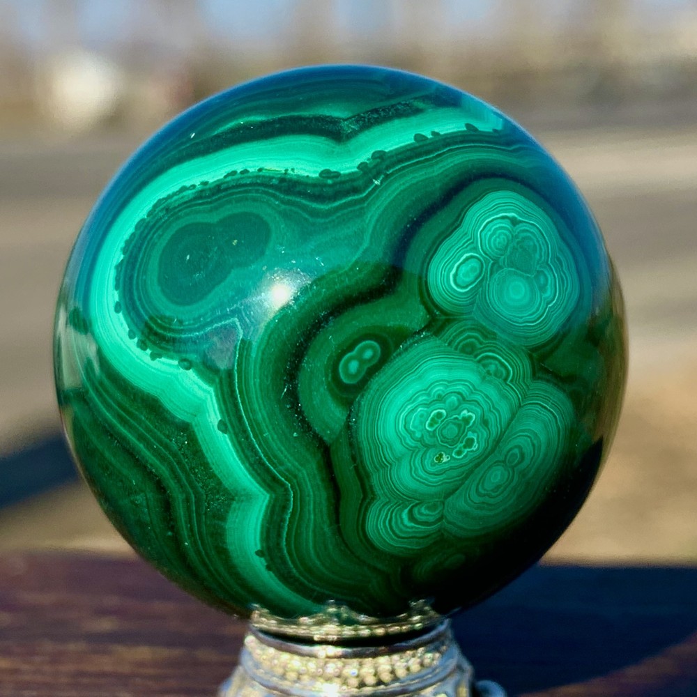 65G Natural glossy Malachite ball transparent cluster rough mineral sample