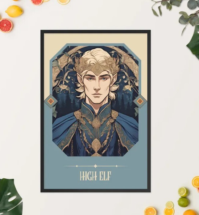 High Elf Art Nouveau Tarot Woman Fantasy Art Print