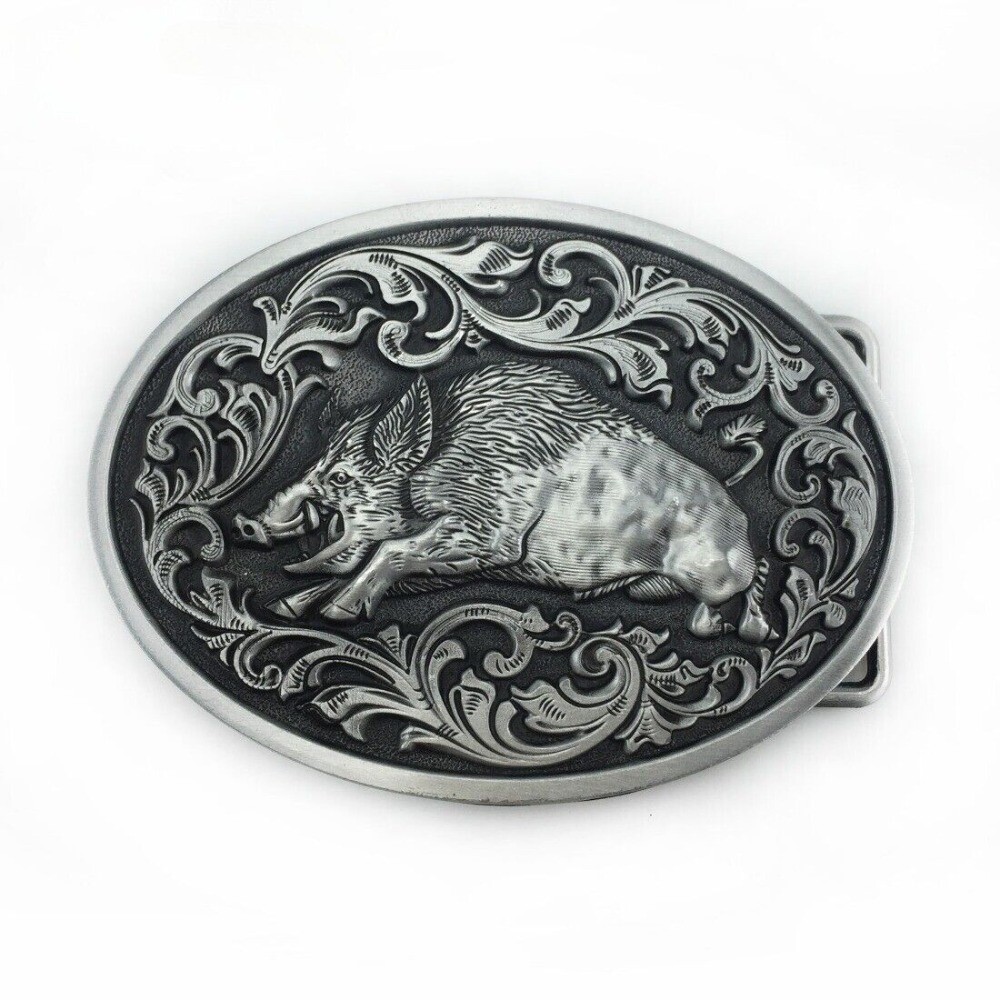 Western Cowboy Belt Buckle for Men & Women USA Retro Rodeo Casual Wear Wild Boar