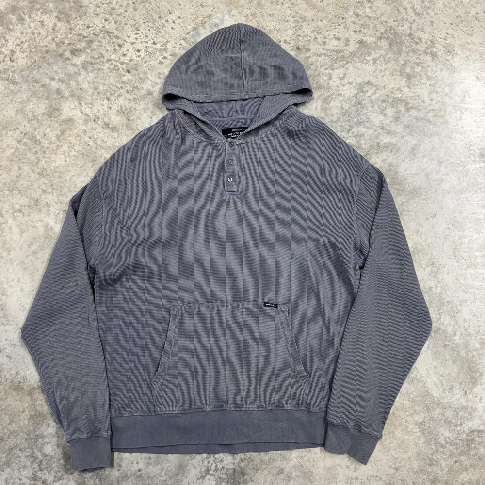 Southern Marsh Hoodie Mens 2XL Gray Waffle Knit Henley Pullover Sweatshirt